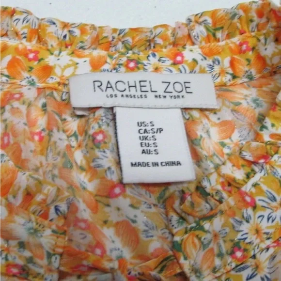 Rachel Zoe (x-small) Tan Sleeveless Smocked Blouse with Mandarin Collar - Picture 2 of 3